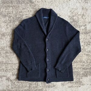 Polo Ralph Lauren Heavy Chunky Knit Shawl Cardigan Navy Sweater